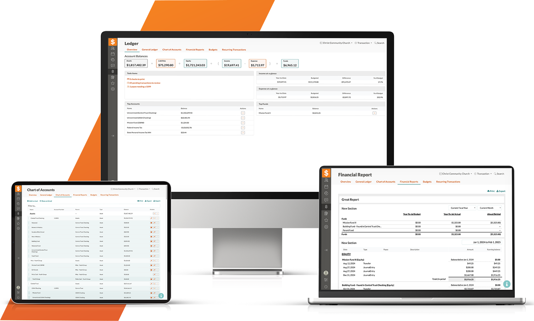 Church360° Ledger multiple screen sizes
