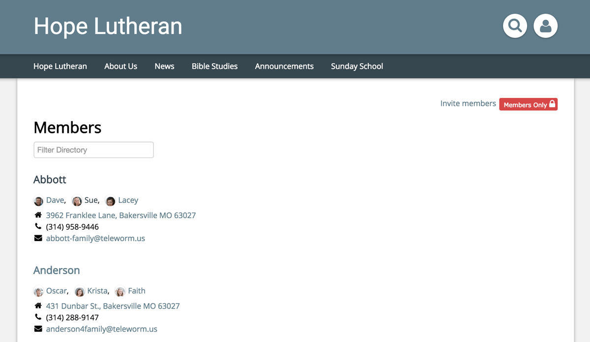 Church360° Unite Directory Image